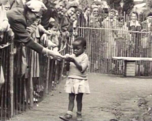 African girl in human zoo, Belgium 1958