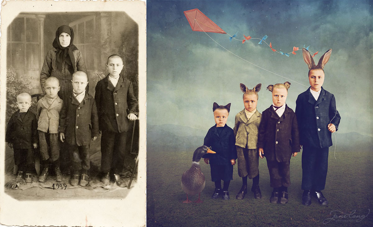 jane long colorizes old photos and adds a surreal twist to them 1