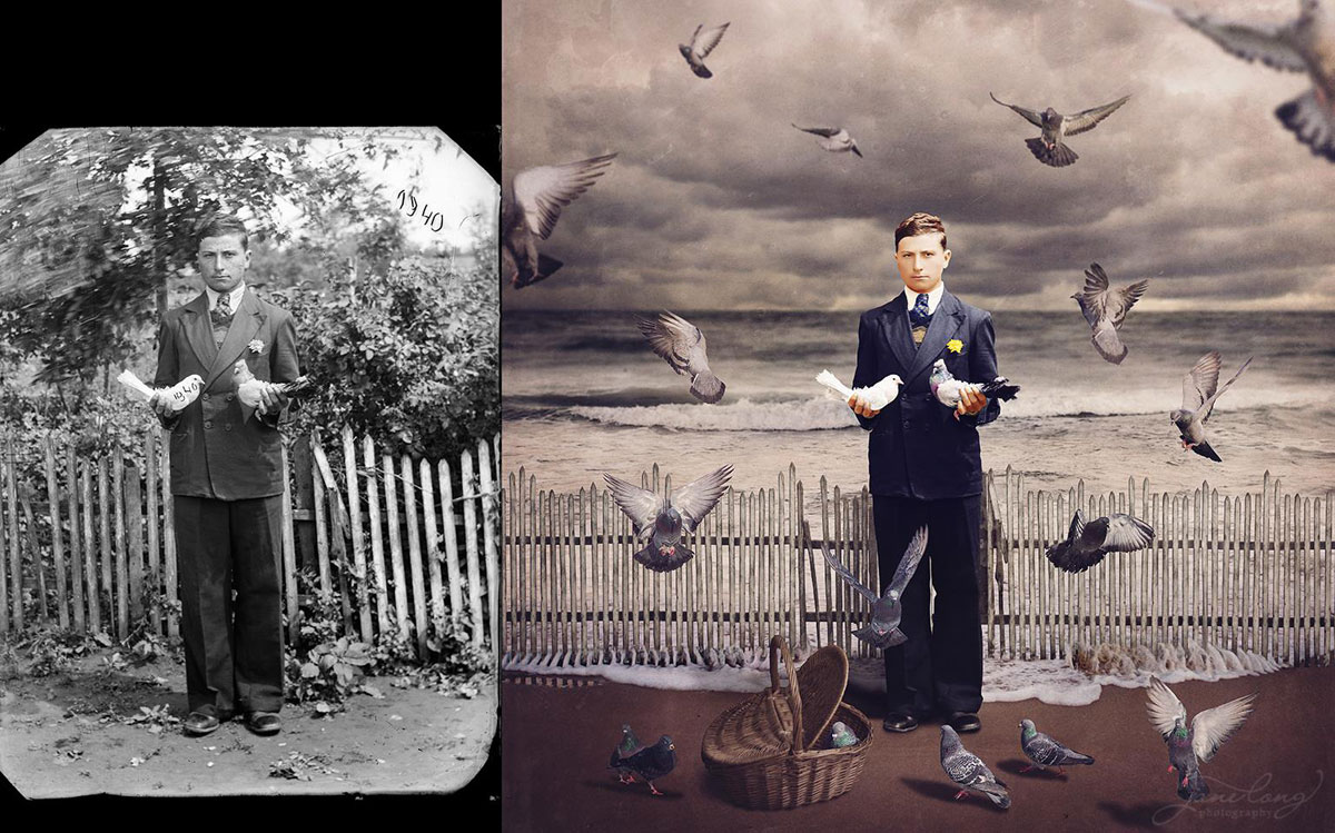 jane long colorizes old photos and adds a surreal twist to them 2