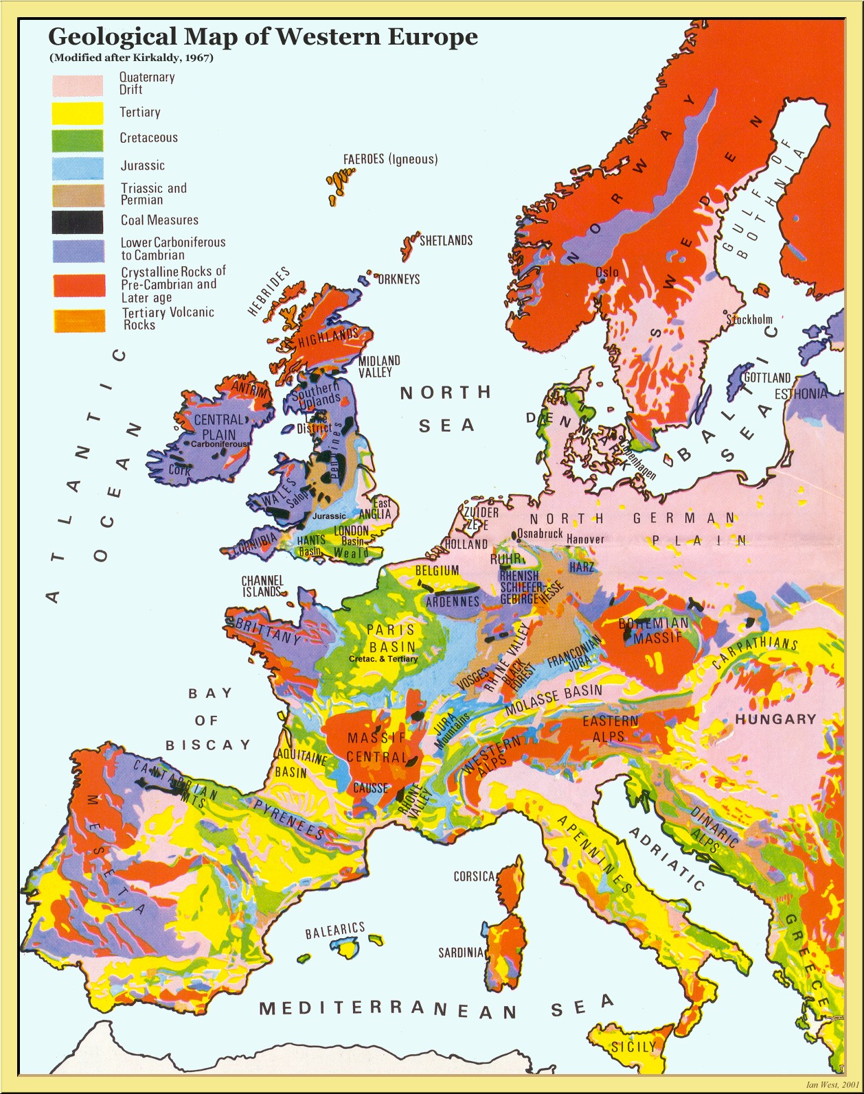 What Do You Tread On in Different Parts of Western Europe? 1 geological map of western europe
