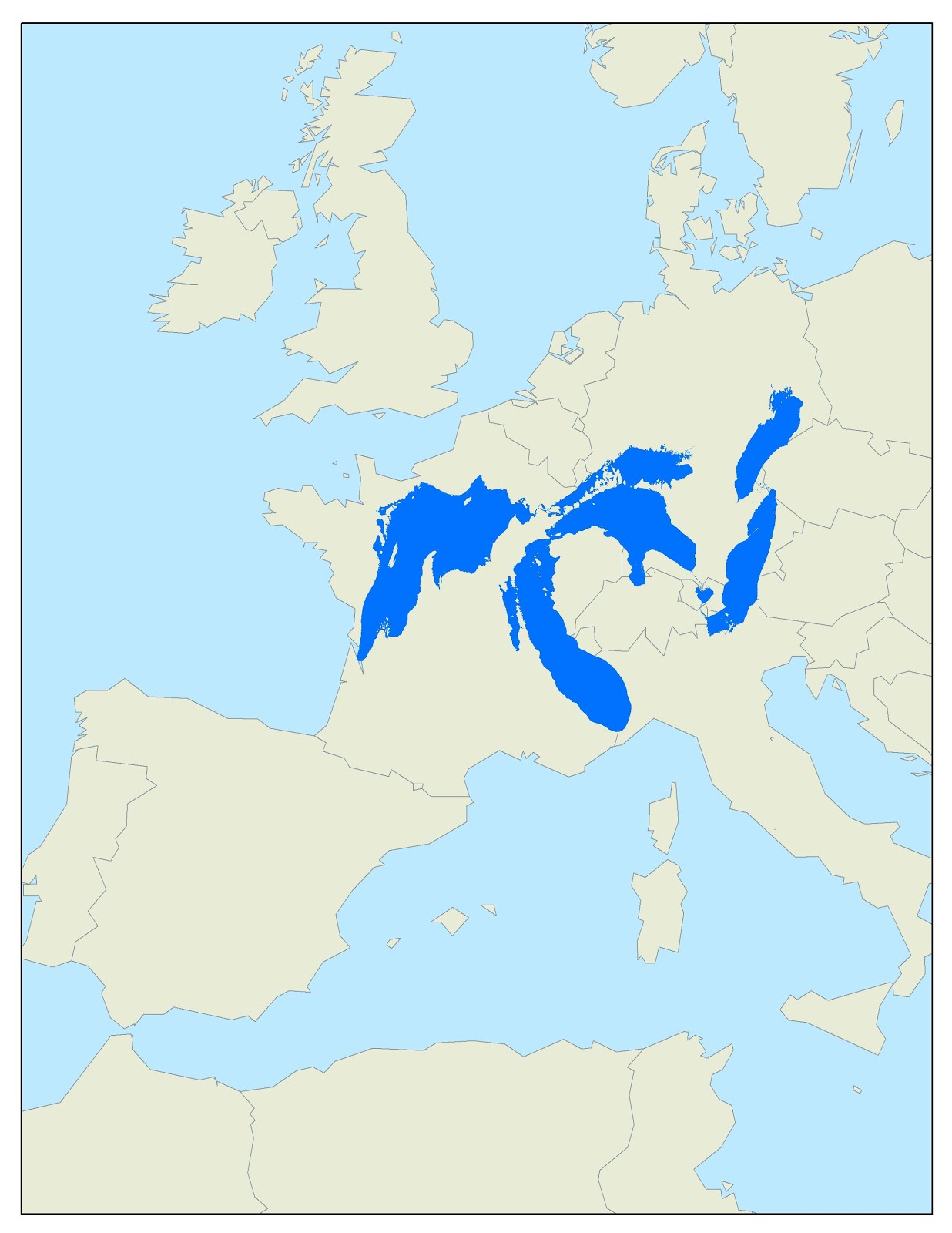 how much space the great lakes would take up if they were in Europe
