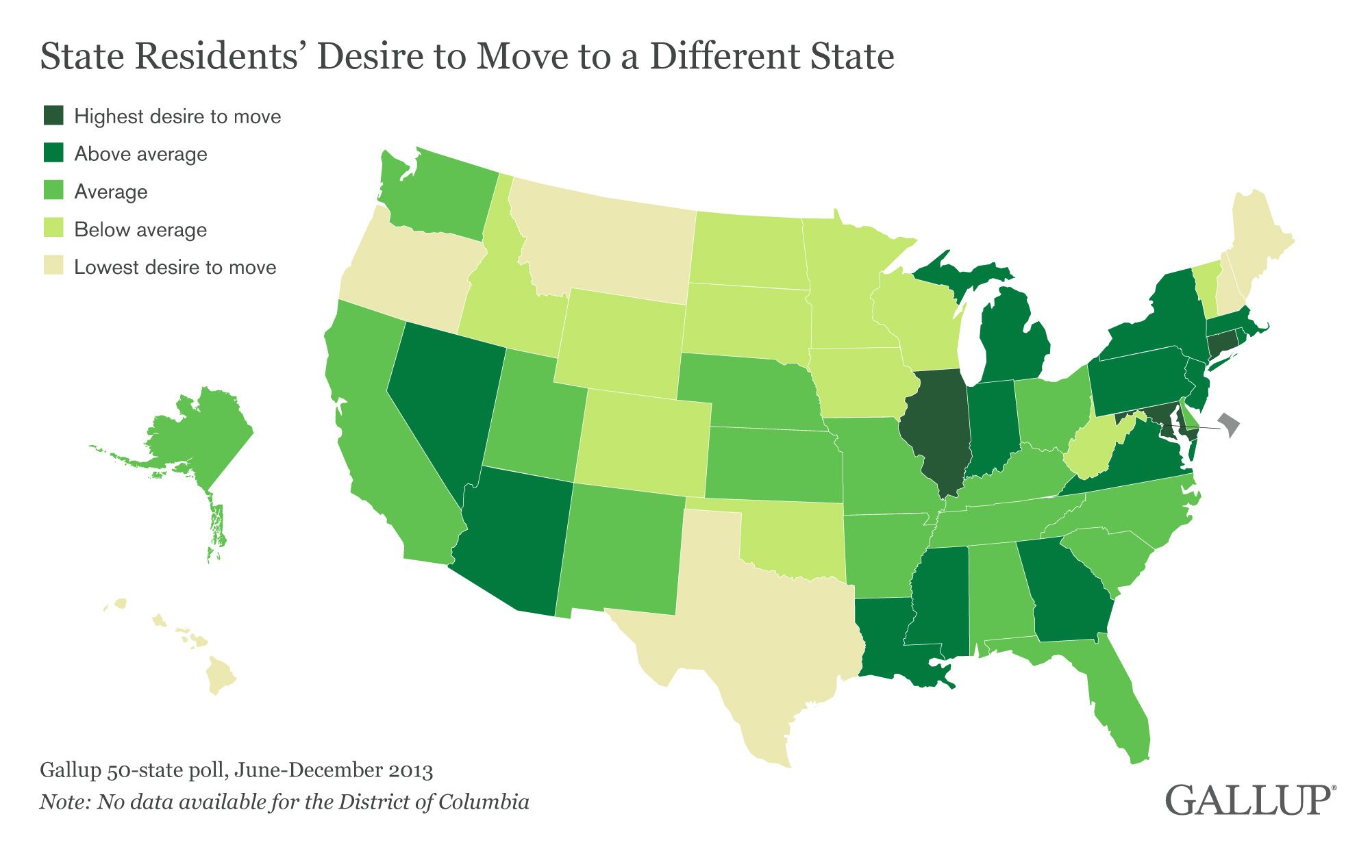 How Much Residents of Each US State Want to Move to a Different State 1 state residents who want to move to different state