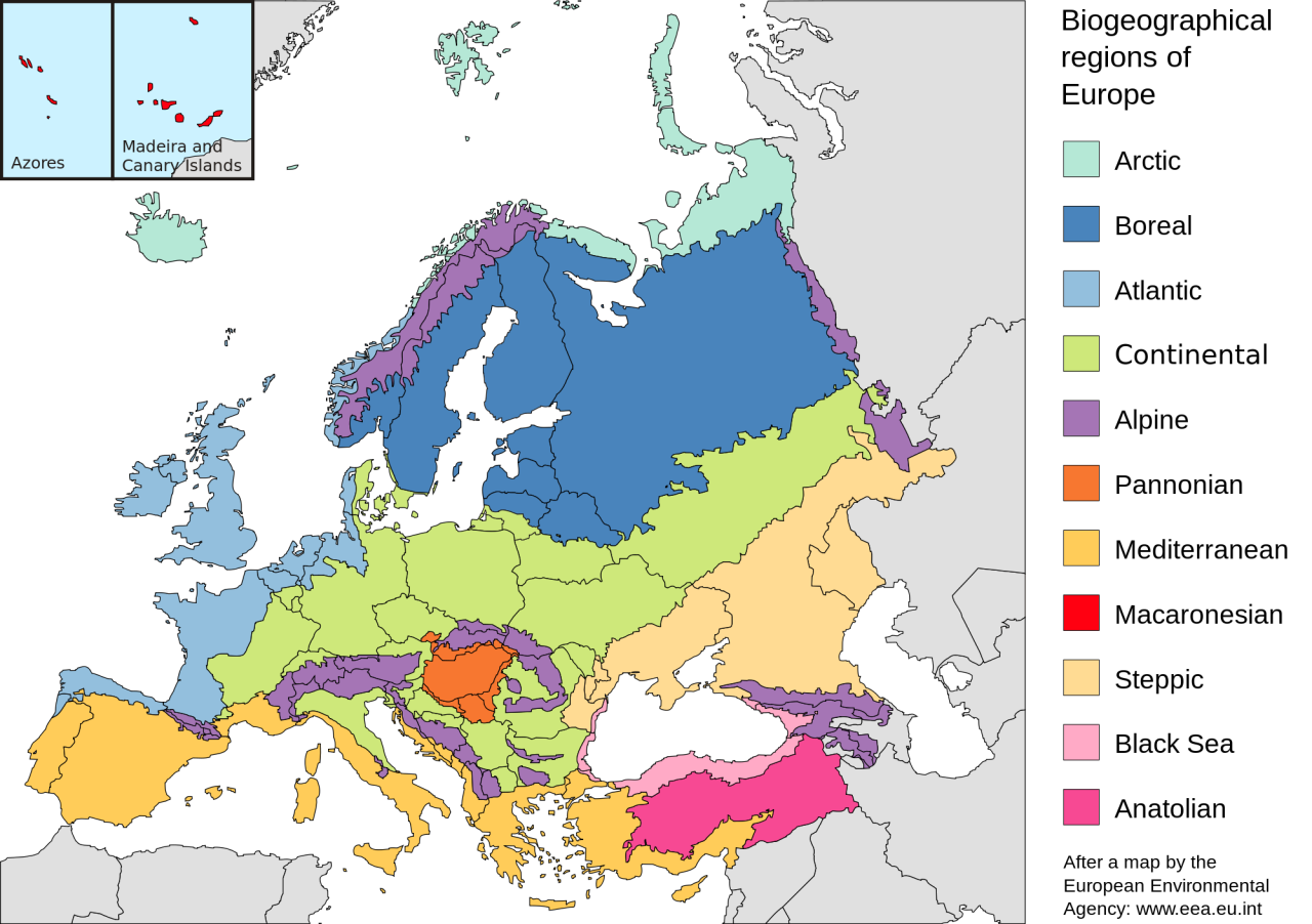 Biogeographical Regions of Europe 1 biogeographical regions of europe