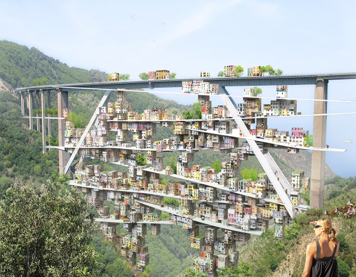 parasitic city italian highway bridge